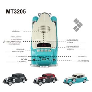 MT3205 10W KLASİK ARABA BLUETOOTH HOPARLÖR SPEAKER /40