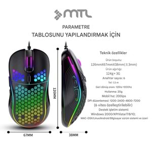 MT8210 KABLOLU GAMİNG MOUSE