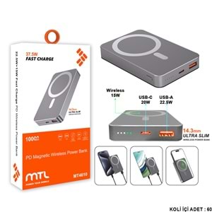 MT4610 10.000 MAH SLIM MAGSAFE UYUMLU 37.5W PD ŞARJ POWERBANK /60