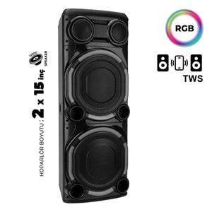 MEİRENDE MRD-1515 2 X 15 İNÇ PARTYBOX KAREOKE BLUETOOTH SPEAKER