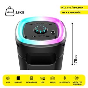 CS-4415 2 X 4 İNÇ PARTYBOX KAREOKE BLUETOOTH SPEAKER