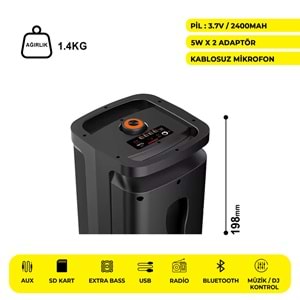 SZ-2401 2 X 4.5 İNÇ PARTYBOX KAREOKE BLUETOOTH SPEAKER