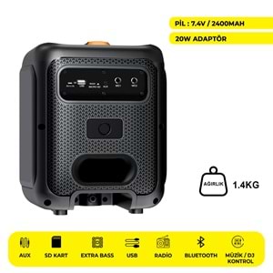 DP-1741 PLUS 8 İNÇ PARTYBOX KAREOKE BLUETOOTH SPEAKER