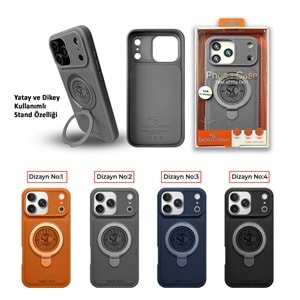 İPHONE 17 PRO MAX MAGSAFE UYUMLU STANDLI SOO-805 SİLİKON TELEFON KILIF - TURUNCU