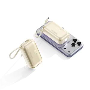 MT4575 10.000 MAH 4İN1 DAHİLİ KABLOLU EL FENERİ STANDLI PD ŞARJ POWERBANK 60/ BEJ