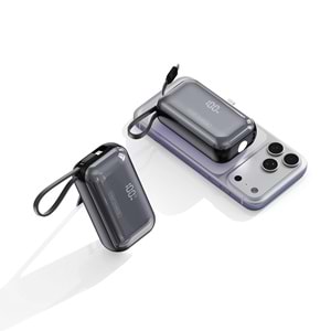 MT4575 10.000 MAH 4İN1 DAHİLİ KABLOLU EL FENERİ STANDLI PD ŞARJ POWERBANK 60/SİYAH