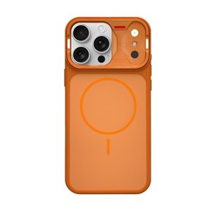 IPHONE 15 PRO MAX MAGSAFE UYUMLU DÖNÜŞÜM SPİN SİLİKON KILIF - TURUNCU