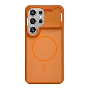 SAMSUNG S26 ULTRA MAGSAFE UYUMLU DÖNÜŞÜM SPİN SİLİKON KILIF - TURUNCU