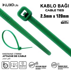 LUXO LİFE 2.5*120 KABLO BAĞ YEŞİL 200/100/20000