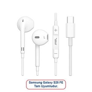 SAMSUNG S25 FE UYUMLU TAK ÇALIŞTIR TYPE-C STEREO KABLOLU KULAKLIK