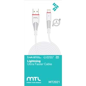 MT2021 3.4A 2METRE LİGHTNİNG USB ŞARJ DATA KABLO /20/300