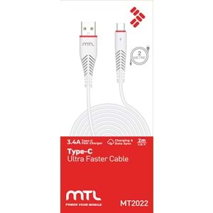 MT2022 3.4A 2METRE TYPE-C USB ŞARJ DATA KABLO /20/300