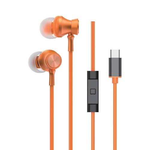 MT297 TYPE-C STEREO KABLOLU KULAKLIK 10/200 - TURUNCU