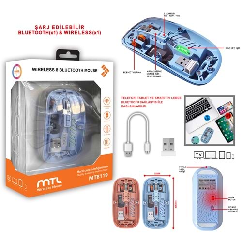 MT8118 BLUETOOTH & WİRELESS 2IN1 MOUSE /80