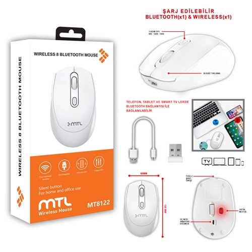 MT8122 BLUETOOTH & WİRELESS 2IN1 MOUSE /100