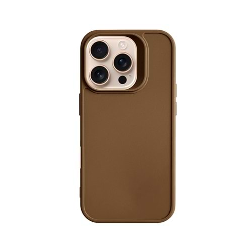 IPHONE 16 PRO RENK ATMAYAN KEEP SİLİKON KILIF - KAHVERENGİ