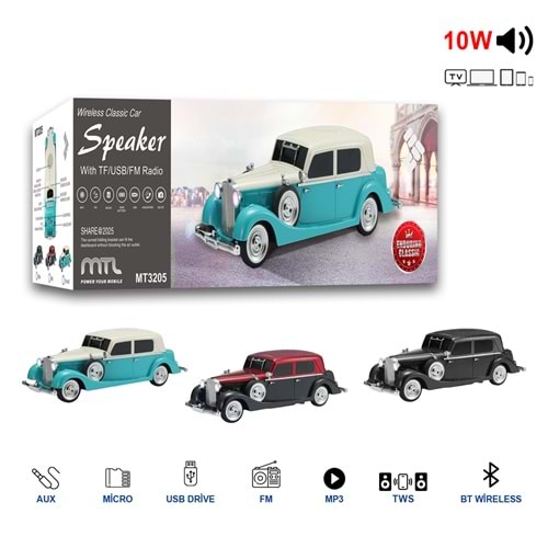 MT3205 10W KLASİK ARABA BLUETOOTH HOPARLÖR SPEAKER /40