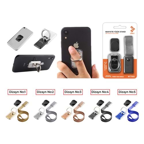 MT7842 3İN1 MANYETİK STANDLI VE İPLİ SELFİE YÜZÜK /50