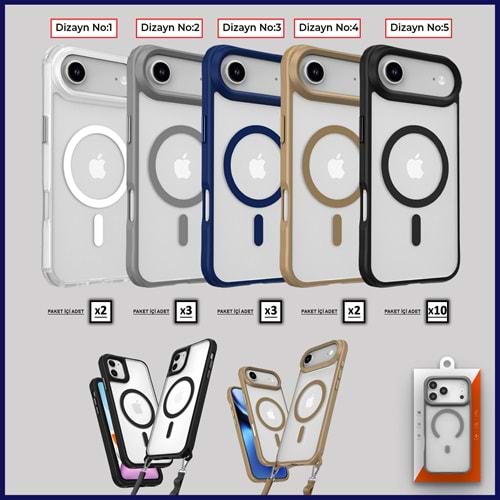 IPHONE 17 PRO MAGSAFE UYUMLU ÖZEL BOYUN ASKI İPİ APARATLI SKY-101 TELEFON KILIF