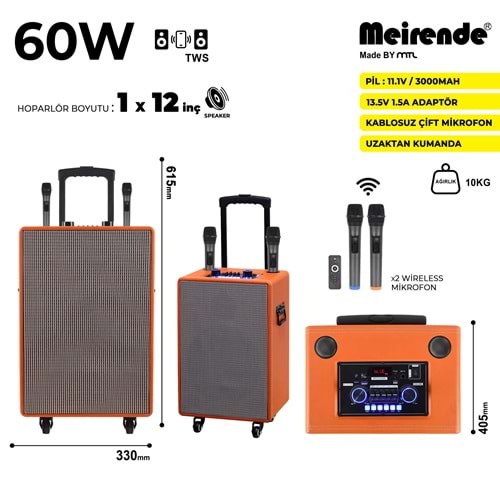 DR-19 12 İNÇ PARTYBOX KAREOKE BLUETOOTH SPEAKER