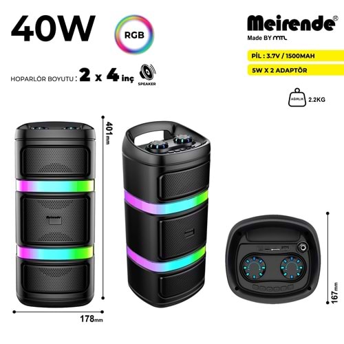 CS-4411 2 X 4 İNÇ PARTYBOX KAREOKE BLUETOOTH SPEAKER