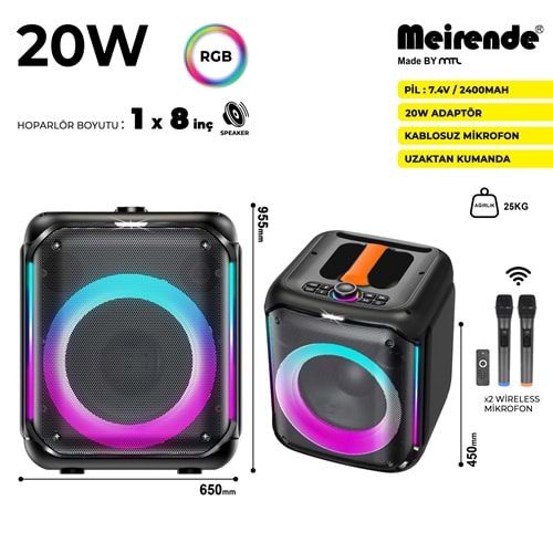 DP-1741 PLUS 8 İNÇ PARTYBOX KAREOKE BLUETOOTH SPEAKER