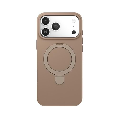 İPHONE 15 PRO MAX MAGSAFE UYUMLU STANDLI SKY-501 SOFT SİLİKON TELEFON KILIFI - KAHVERENGİ