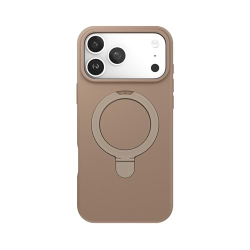 İPHONE 16 PRO MAX MAGSAFE UYUMLU STANDLI SKY-501 SOFT SİLİKON TELEFON KILIFI - KAHVERENGİ
