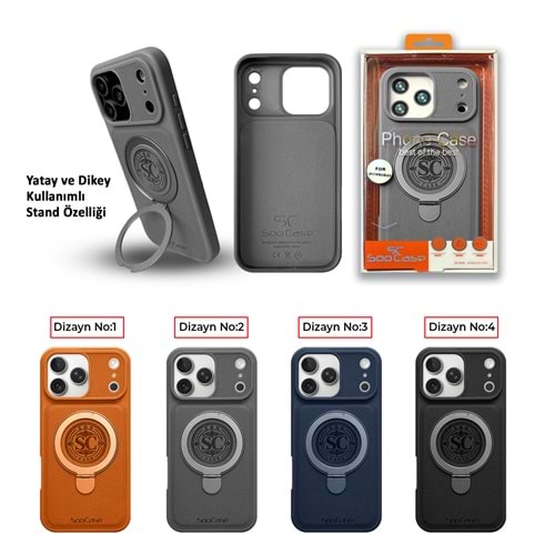 İPHONE 17 PRO MAX MAGSAFE UYUMLU STANDLI SOO-805 SİLİKON TELEFON KILIF - LACIVERT