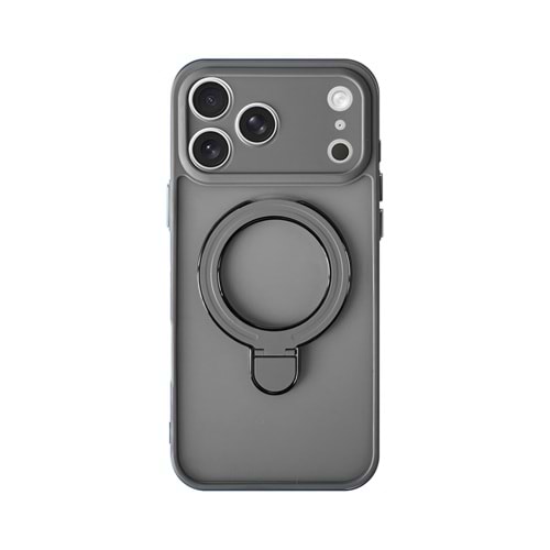 İPHONE 16 PRO MAX MAGSAFE UYUMLU STAND YÜZÜKLÜ SKY-500 SİLİKON TELEFON KILIF - GRI