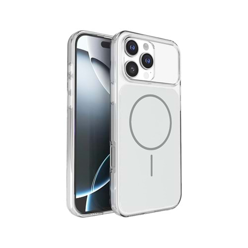 İPHONE 17 PRO MAX MAGSAFE UYUMLU MAGSAFE ANİMASYONLU PREMİUM SOO-802 SİLİKON TELEFON KILIF - BEYAZ