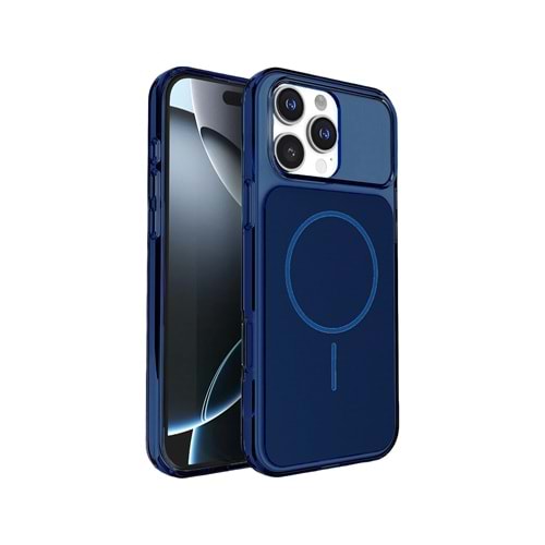 İPHONE 17 PRO MAX MAGSAFE UYUMLU MAGSAFE ANİMASYONLU PREMİUM SOO-802 SİLİKON TELEFON KILIF - LACIVERT