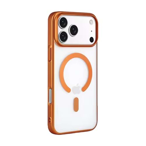 İPHONE 16 PRO MAGSAFE UYUMLU MAT SOO-504 SİLİKON TELEFON KILIF - TURUNCU