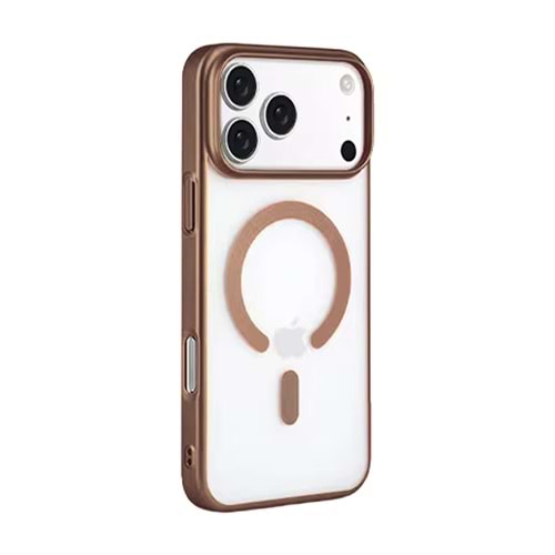 İPHONE 16 PRO MAX MAGSAFE UYUMLU MAT SOO-504 SİLİKON TELEFON KILIF - KAHVERENGİ
