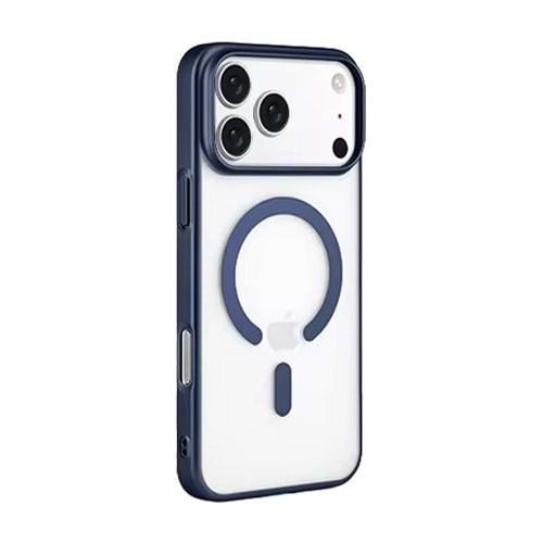 İPHONE 16 PRO MAX MAGSAFE UYUMLU MAT SOO-504 SİLİKON TELEFON KILIF - MAVI