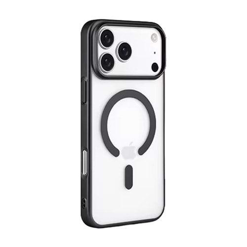 İPHONE 16 PRO MAX MAGSAFE UYUMLU MAT SOO-504 SİLİKON TELEFON KILIF - SİYAH