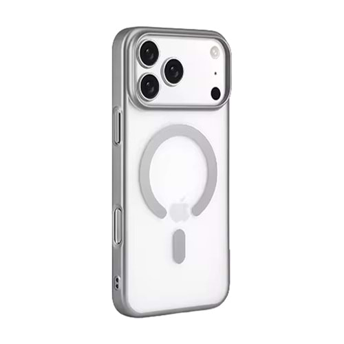 İPHONE 16 PRO MAX MAGSAFE UYUMLU MAT SOO-504 SİLİKON TELEFON KILIF - TİTANYUM GRİ