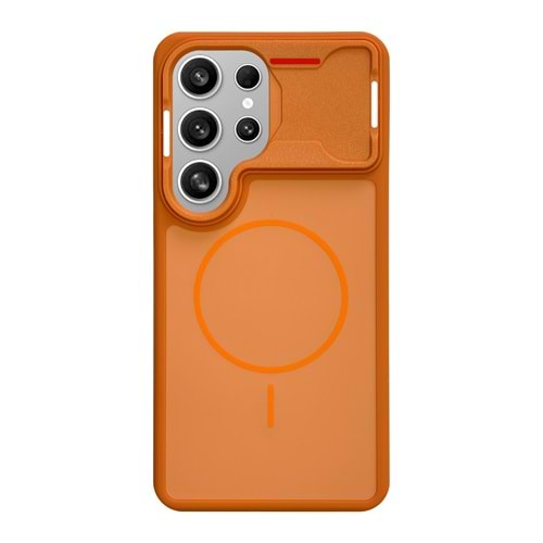 SAMSUNG S26 ULTRA MAGSAFE UYUMLU DÖNÜŞÜM SPİN SİLİKON KILIF - TURUNCU