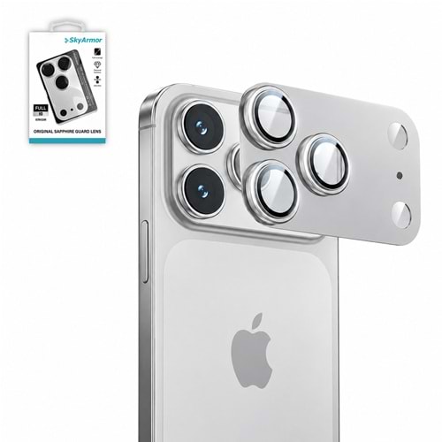 IPHONE 17 PRO MAX ARMOR SAFİR FULL LENS KORUMA - SİLVER