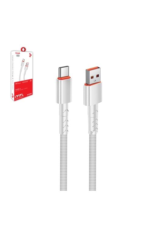 MT2015 3.4A TYPE-C USB ŞARJ DATA KABLO 30/300 - BEYAZ