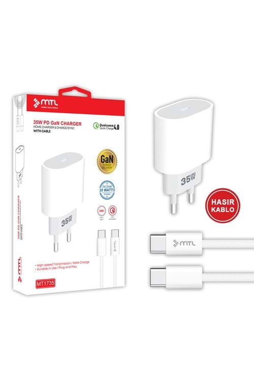 MT1735 35W QC 4.0 GaN TYPE-C ÇIKIŞLI PD TYPE-C TO TYPE-C EV ŞARJ CİHAZI /10/200