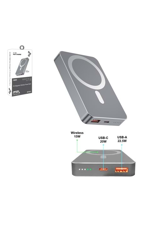 MT4610 10.000 MAH SLIM MAGSAFE UYUMLU 37.5W PD ŞARJ POWERBANK /60