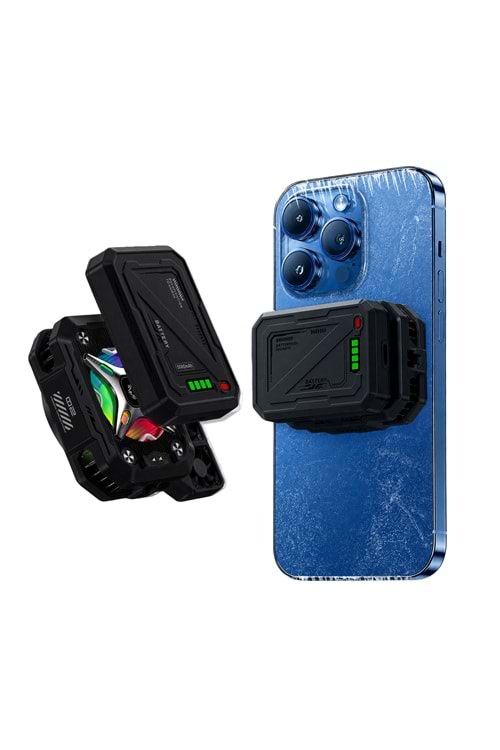 MT8464 BUZ ETKİLİ ŞARJLI + POWERBANKLI DİGİTAL GÖSTERGELİ GAMİNG TELEFON SOĞUTUCU - SİYAH /100