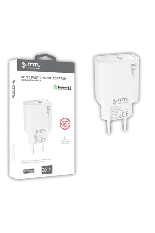 MT1315 18W QC 3.0 HIZLI USB ÇIKIŞLI EV ŞARJ ADAPTÖR /10/200