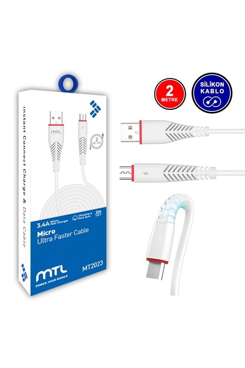MT2023 3.4A 2 METRE MİCRO USB ŞARJ DATA KABLO /20/300