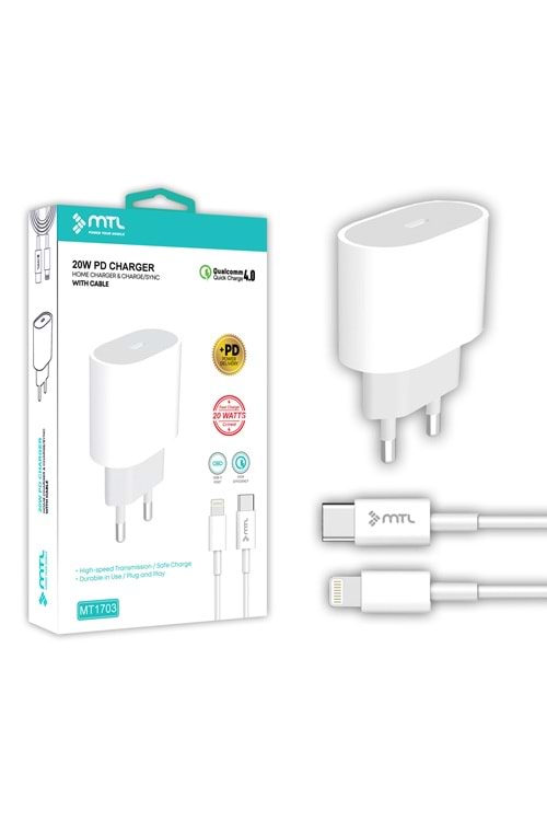 MT1703 20W QC 4.0 TYPE-C ÇIKIŞLI HIZLI PD TYPE-C TO LİGHTNİNG EV ŞARJ CİHAZI /10/200