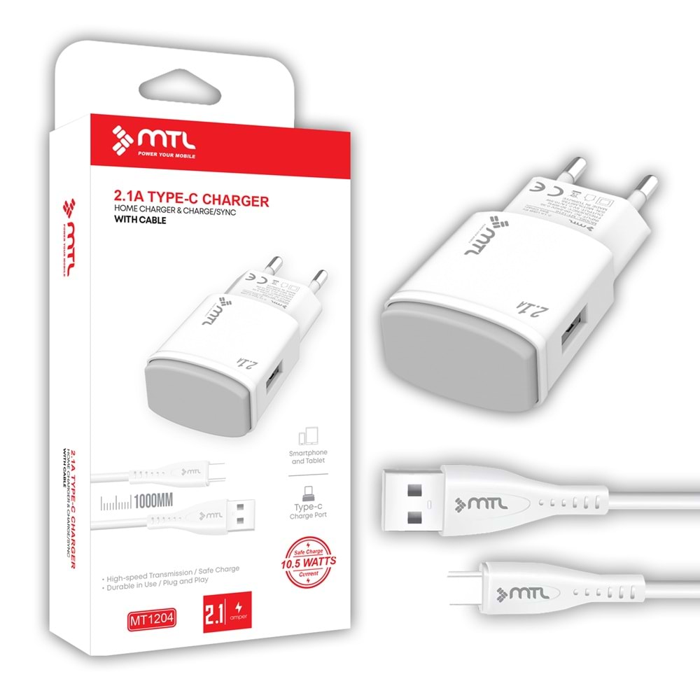 MT1204 10.5W 2.1A USB ÇIKIŞLI TYPE-C USB EV ŞARJ CİHAZI /10/200