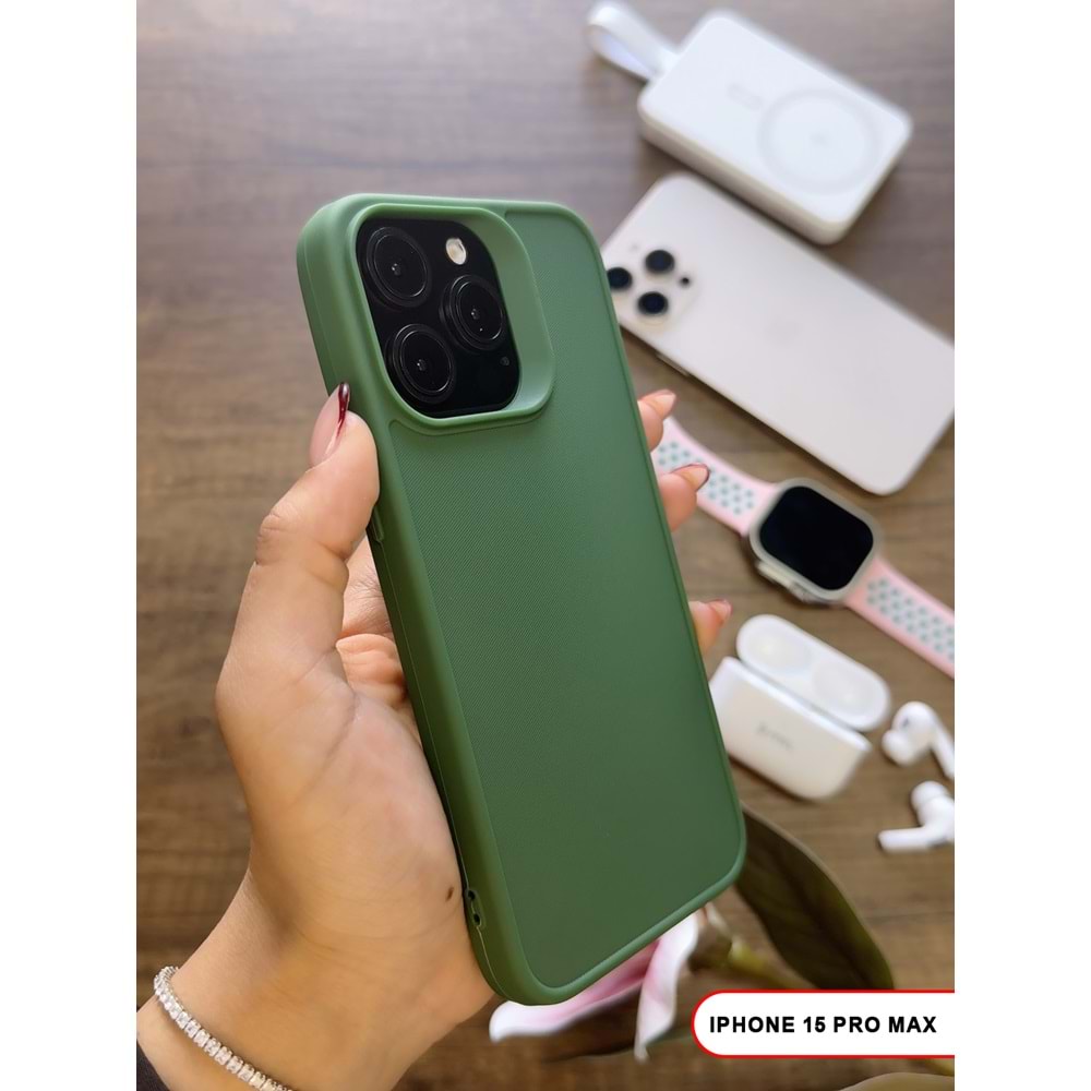 IPHONE 15 PRO MAX RENK ATMAYAN KEEP SİLİKON KILIF - HAKI