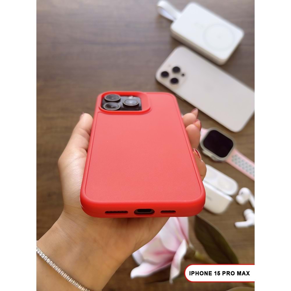 IPHONE 15 PRO MAX RENK ATMAYAN KEEP SİLİKON KILIF - KIRMIZI