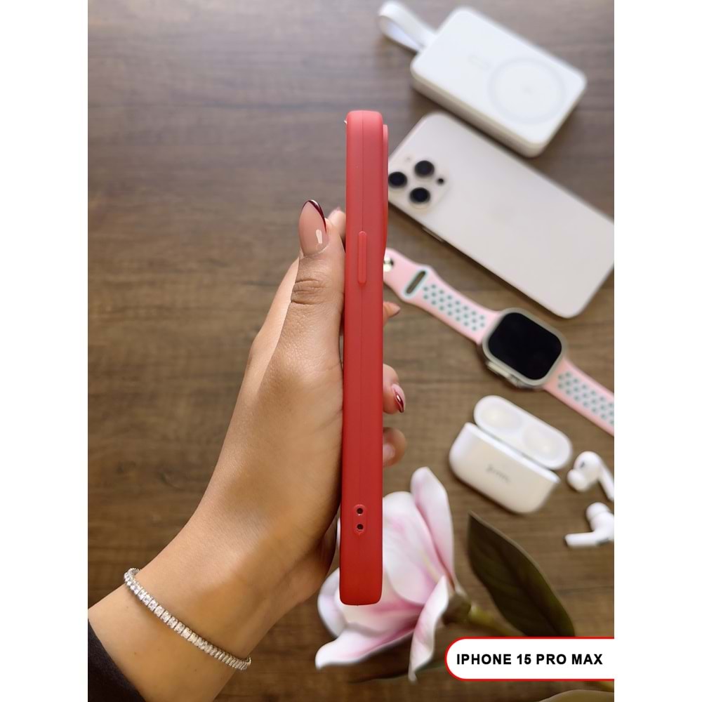 IPHONE 15 PRO MAX RENK ATMAYAN KEEP SİLİKON KILIF - KIRMIZI